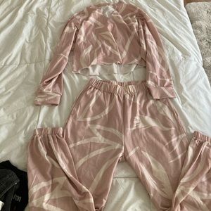 Pink sweatsuit set top+pants